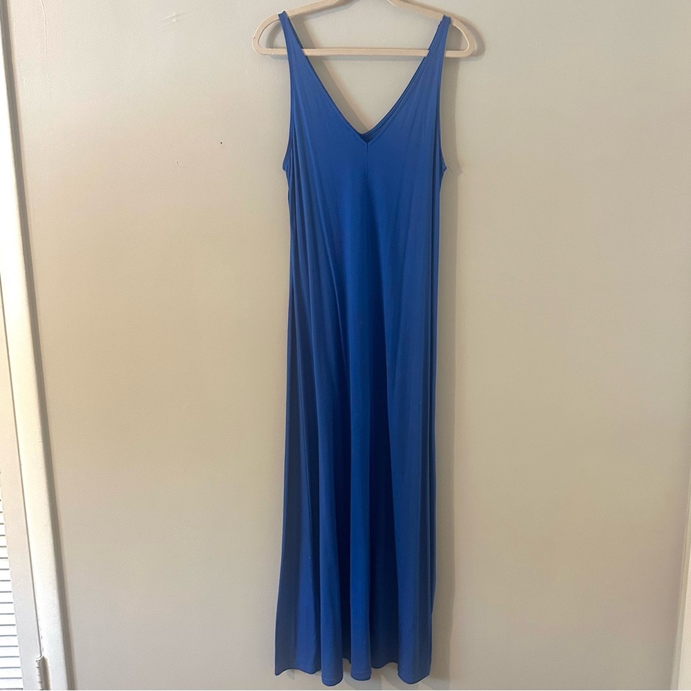 Blue Flowy Maxi Dress Sleeveless Minimal Lounge Dress Small - Picture 4 of 4